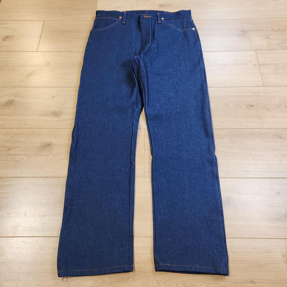 Wrangler 13MWZ Jeans Mens 35x32 Blue Dark Wash Cowboy Cut Straight Denim Western